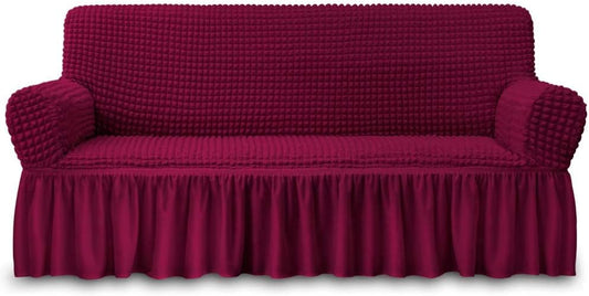 NICEEC Sofa Cover Wine Red Couch Cover Stretch Sofa Slipcovers with Skirt
