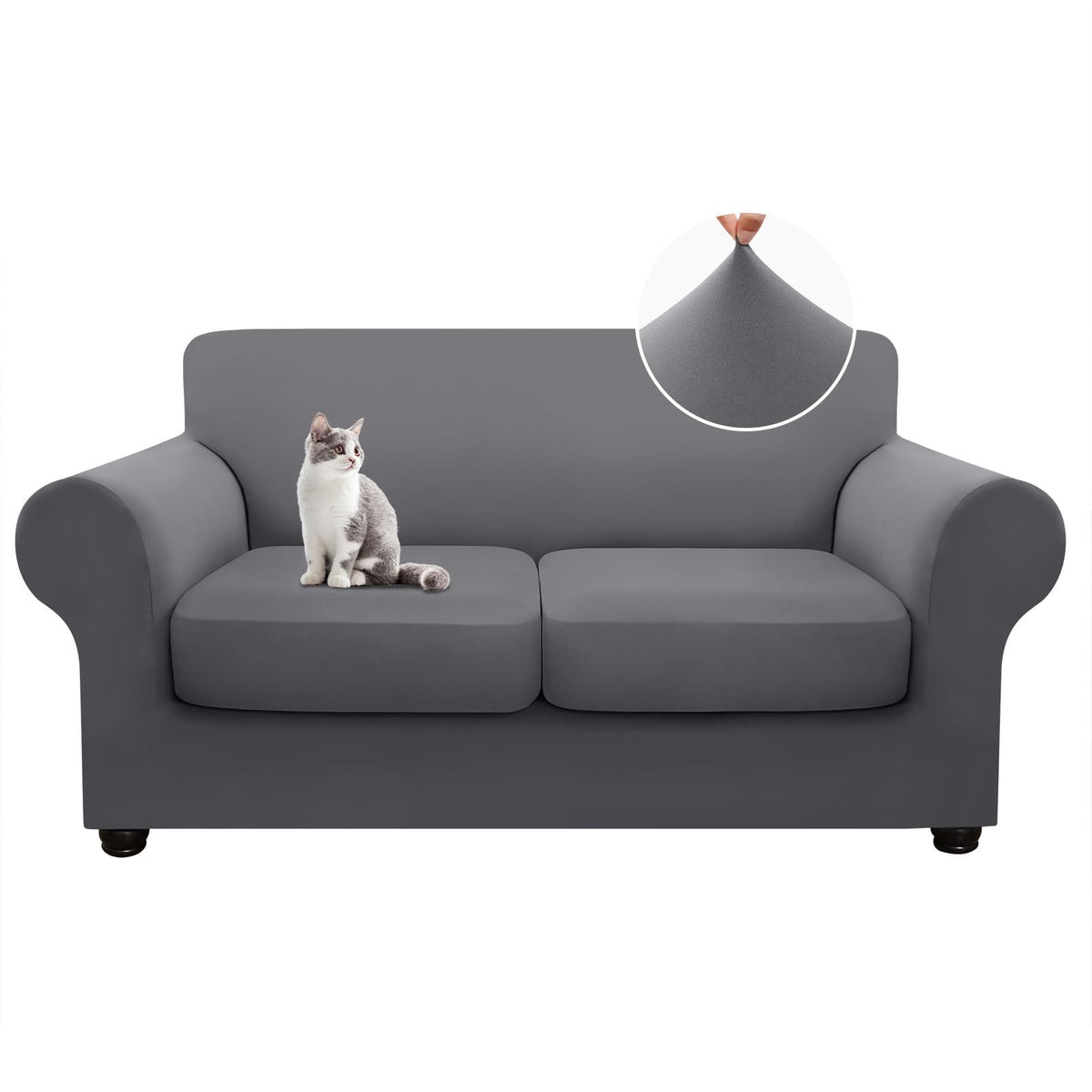 hyha 4 Pieces Couch Covers for 3 Cushion Couch, Sofa Covers Washable Soft Sofa Slipcovers, Stretch Couch Covers for Dogs, Furniture Protector with Elastic Straps (Sofa, Dark Gray)