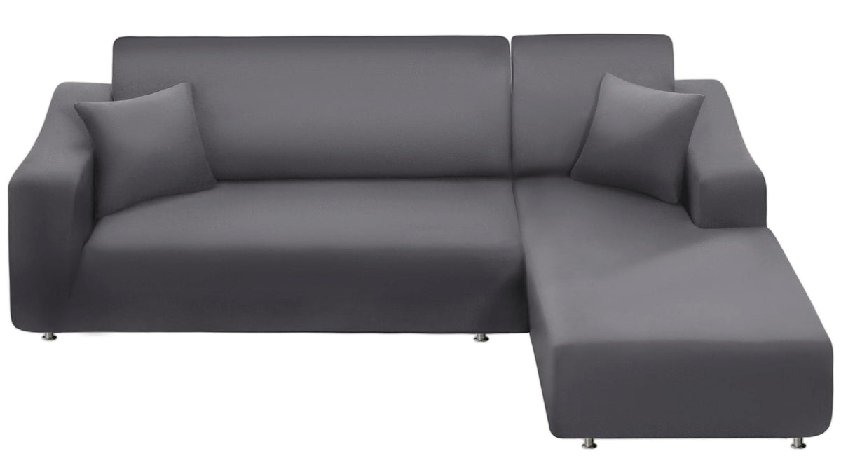 NAISI Couch Cover L Shape 2 Pieces Sofa Cover Soft Stretch Slipcovers with 2pcs Pillowcases Furniture Protector Sectional Couch Covers 3 Seater + 3 Seater(Black)