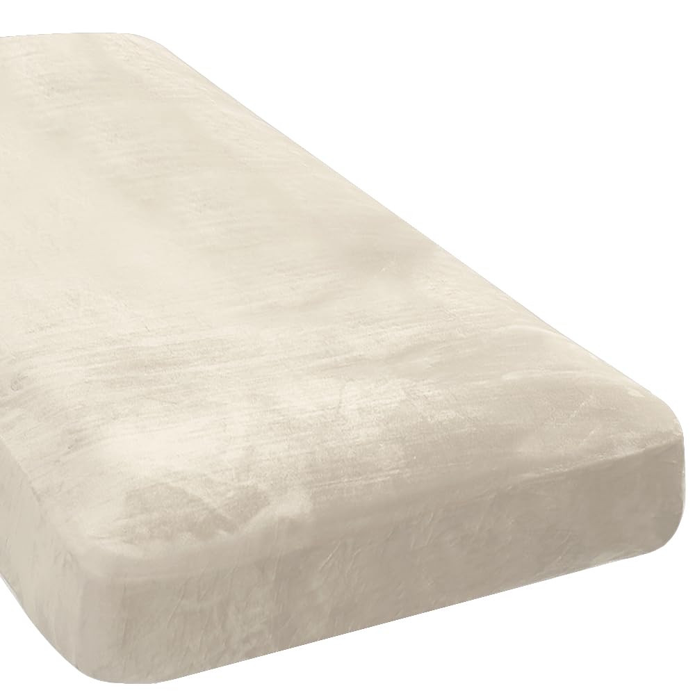 H.VERSAILTEX Velvet Stretch Couch Cushion Cover Plush Cushion Slipcover for Chair Loveseat Sofa Cushion Furniture Protector Seat Cushion Sofa Cover (2 Piece Large Sofa Cushion Covers, Ivory)