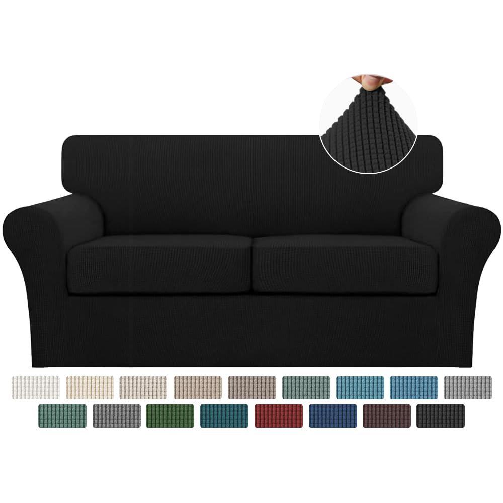 Turquoize 4 Piece Couch Cover Sofa Covers for 3 Cushion Couch Sofa Slipcovers Washable Sofa Cover for Dogs with Individual Couch Cushion Covers Feature Jacquard Fabric(3 Cushion Sofa, Biscotti Beige)