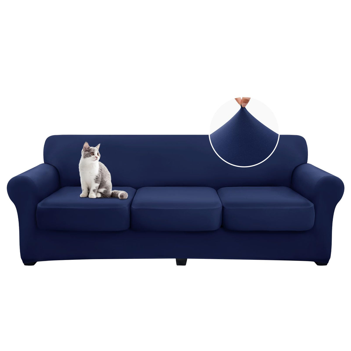 hyha 4 Pieces Couch Covers for 3 Cushion Couch, Sofa Covers Washable Soft Sofa Slipcovers, Stretch Couch Covers for Dogs, Furniture Protector with Elastic Straps (Sofa, Dark Gray)