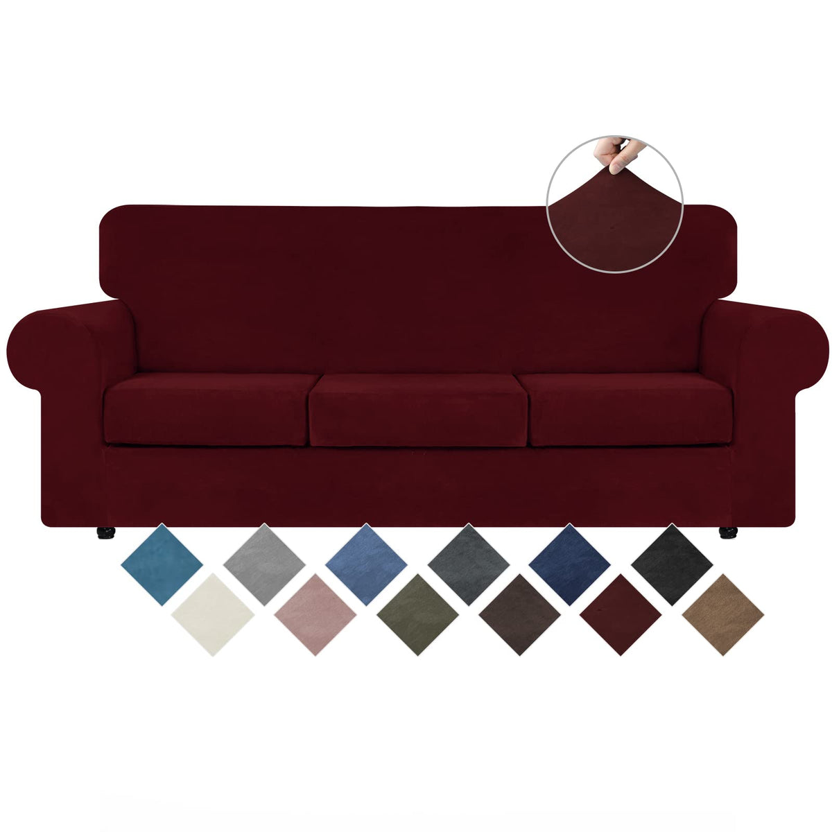 WEERRW 4 Pieces Couch Cover for Sofa Velvet Sofa Covers Washable, Dark Grey