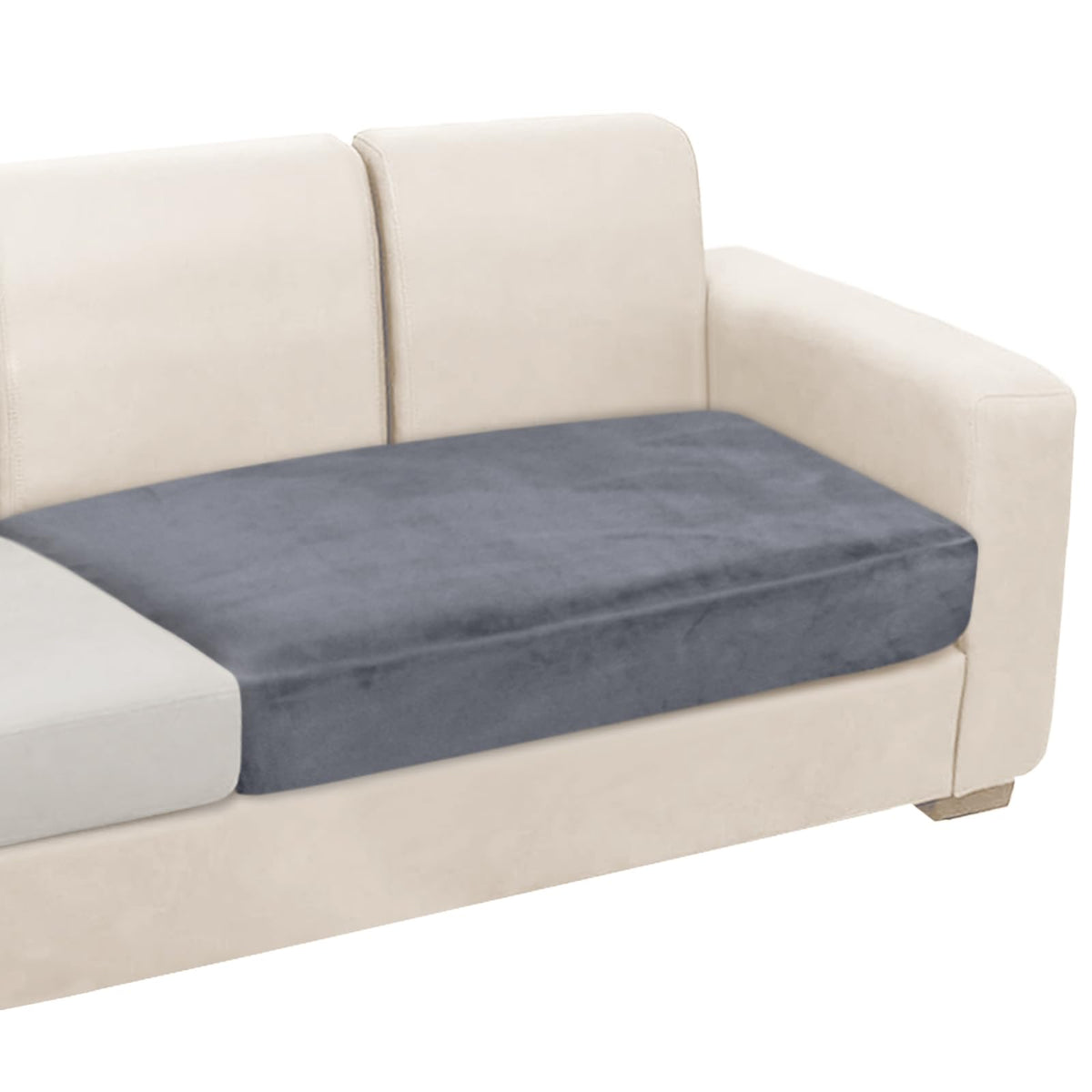 NAISI Sectional Couch Cover 4 Pieces Velvet Separate Couch Cushion Covers L Shape Soft Stretch Sofa Slipcovers with 2pcs Pillowcases for Left/Right Chaise Sectional Couch(3 Seater+1 Chaise,Dark Grey)