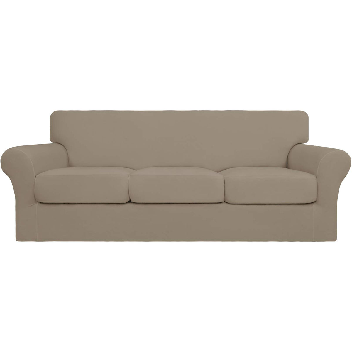 Easy-Going 4 Pieces Stretch Sofa Cover for 3 Cushion Couch Washable