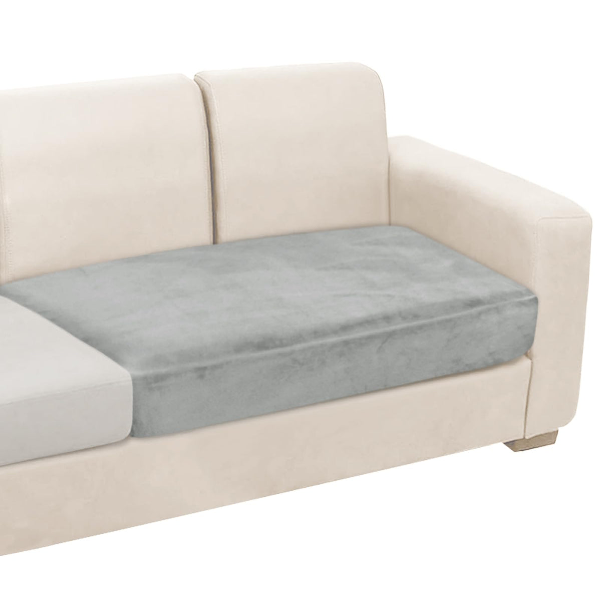 NAISI Sectional Couch Cover 4 Pieces Velvet Separate Couch Cushion Covers L Shape Soft Stretch Sofa Slipcovers with 2pcs Pillowcases for Left/Right Chaise Sectional Couch(3 Seater+1 Chaise,Dark Grey)