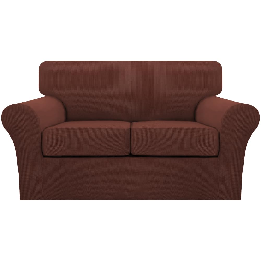 Turquoize 4 Piece Couch Cover Sofa Covers for 3 Cushion Couch Sofa Slipcovers Washable Sofa Cover for Dogs with Individual Couch Cushion Covers Feature Jacquard Fabric(3 Cushion Sofa, Biscotti Beige)