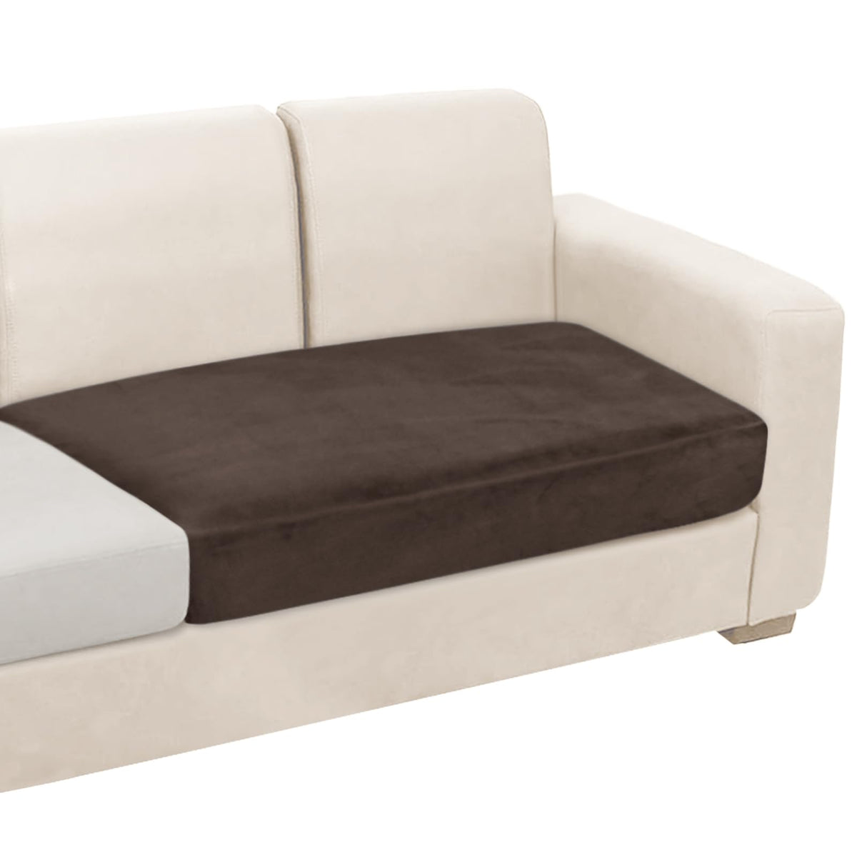 NAISI Sectional Couch Cover 4 Pieces Velvet Separate Couch Cushion Covers L Shape Soft Stretch Sofa Slipcovers with 2pcs Pillowcases for Left/Right Chaise Sectional Couch(3 Seater+1 Chaise,Dark Grey)