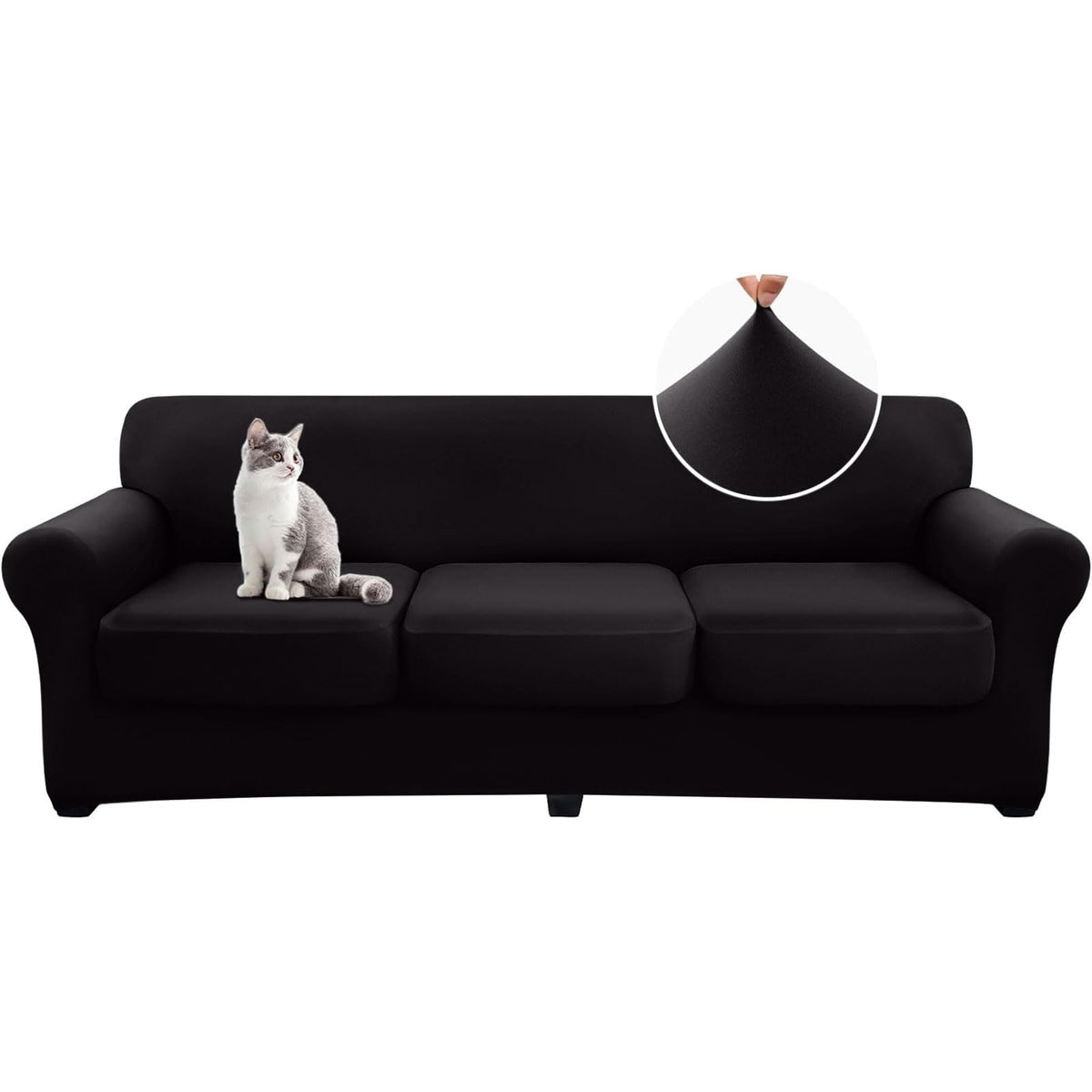 hyha 4 Pieces Couch Covers for 3 Cushion Couch, Sofa Covers Washable Soft Sofa Slipcovers, Stretch Couch Covers for Dogs, Furniture Protector with Elastic Straps (Sofa, Dark Gray)