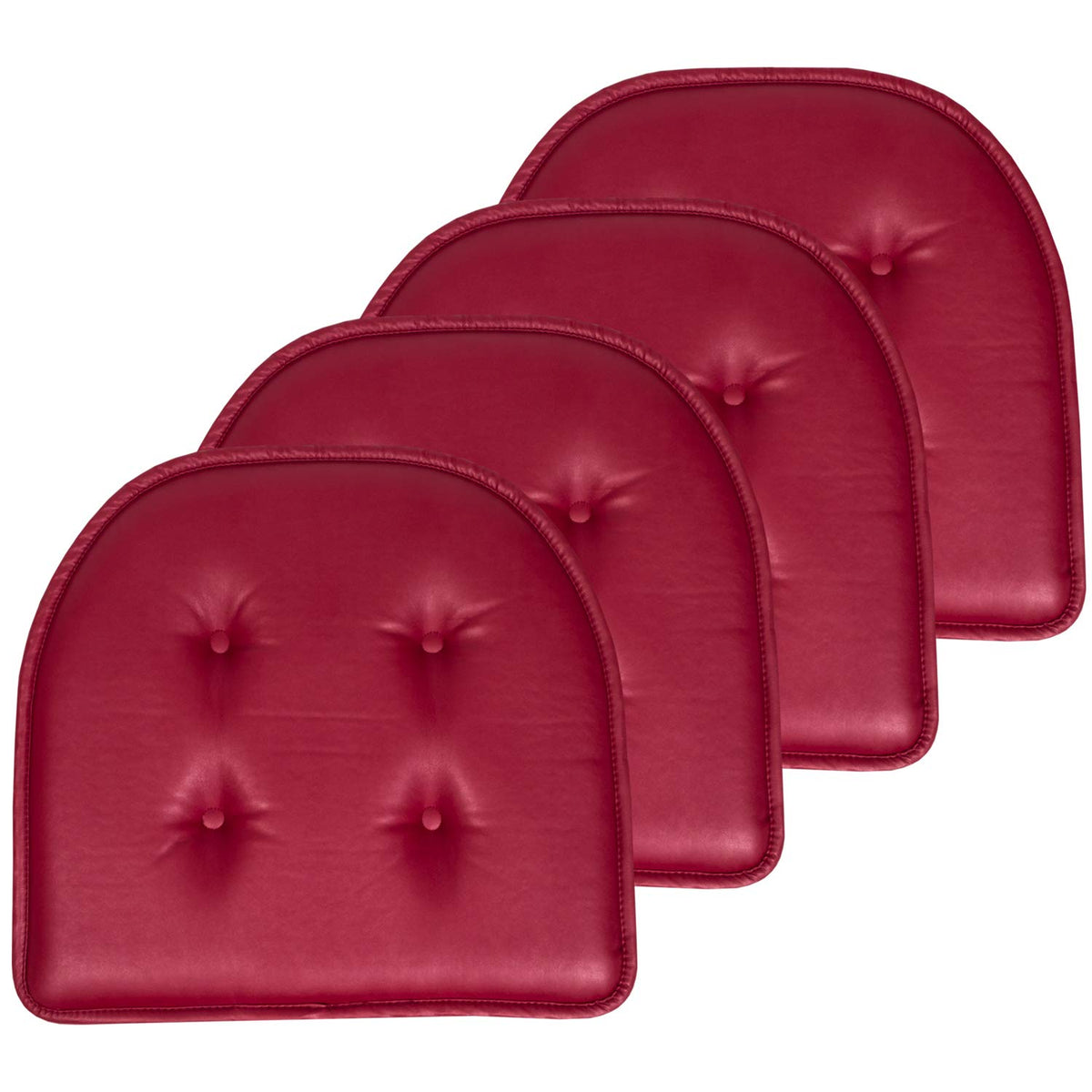 Sweet Home Collection Chair Cushion Memory Foam Pads Tufted Slip Non Skid Rubber Back U-Shaped 17" x 16" Seat Cover, 6 Pack, Checkered Taupe/White