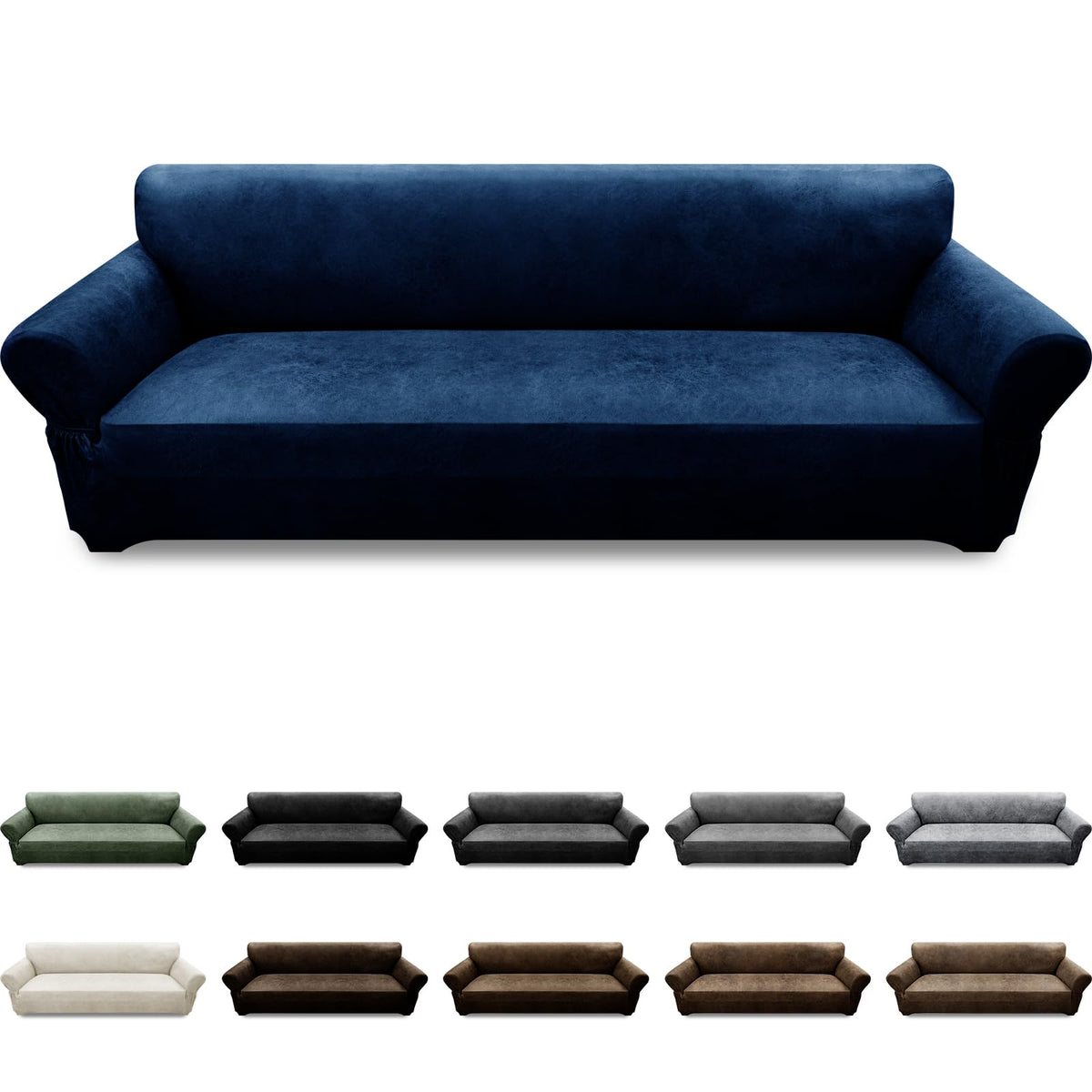 Couch Cover Leather Look 3 Seater Couch Sofa Cover 1-Piece Sofa Slipcover Stretch Furniture Protector with Elastic Bottom & Pockets(Sofa, Coffee)