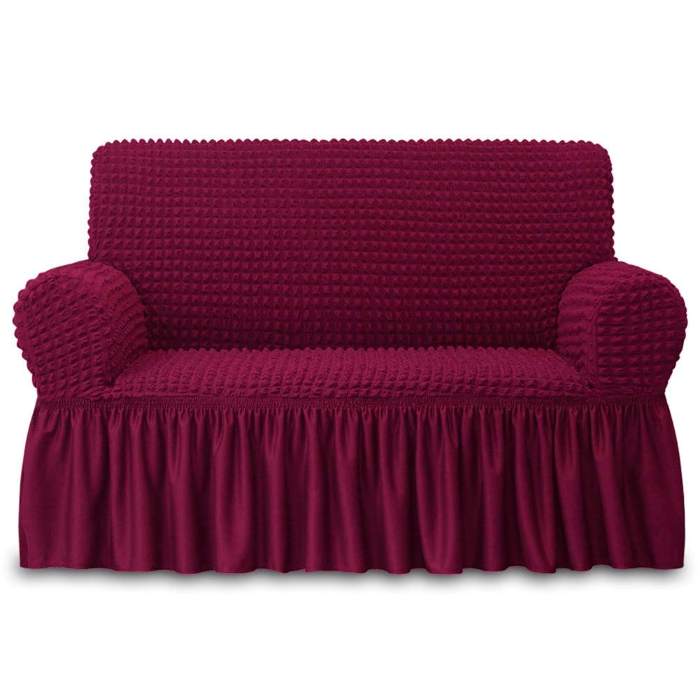 NICEEC Sofa Cover Wine Red Couch Cover Stretch Sofa Slipcovers with Skirt