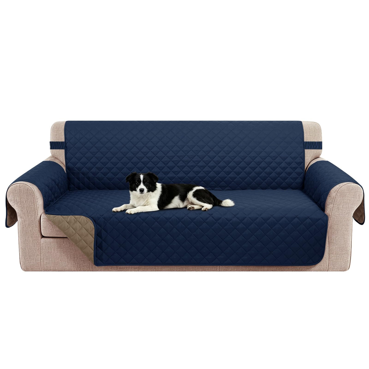 Reversible Sofa Cover for 3 Cushion, Chocolate/Beige