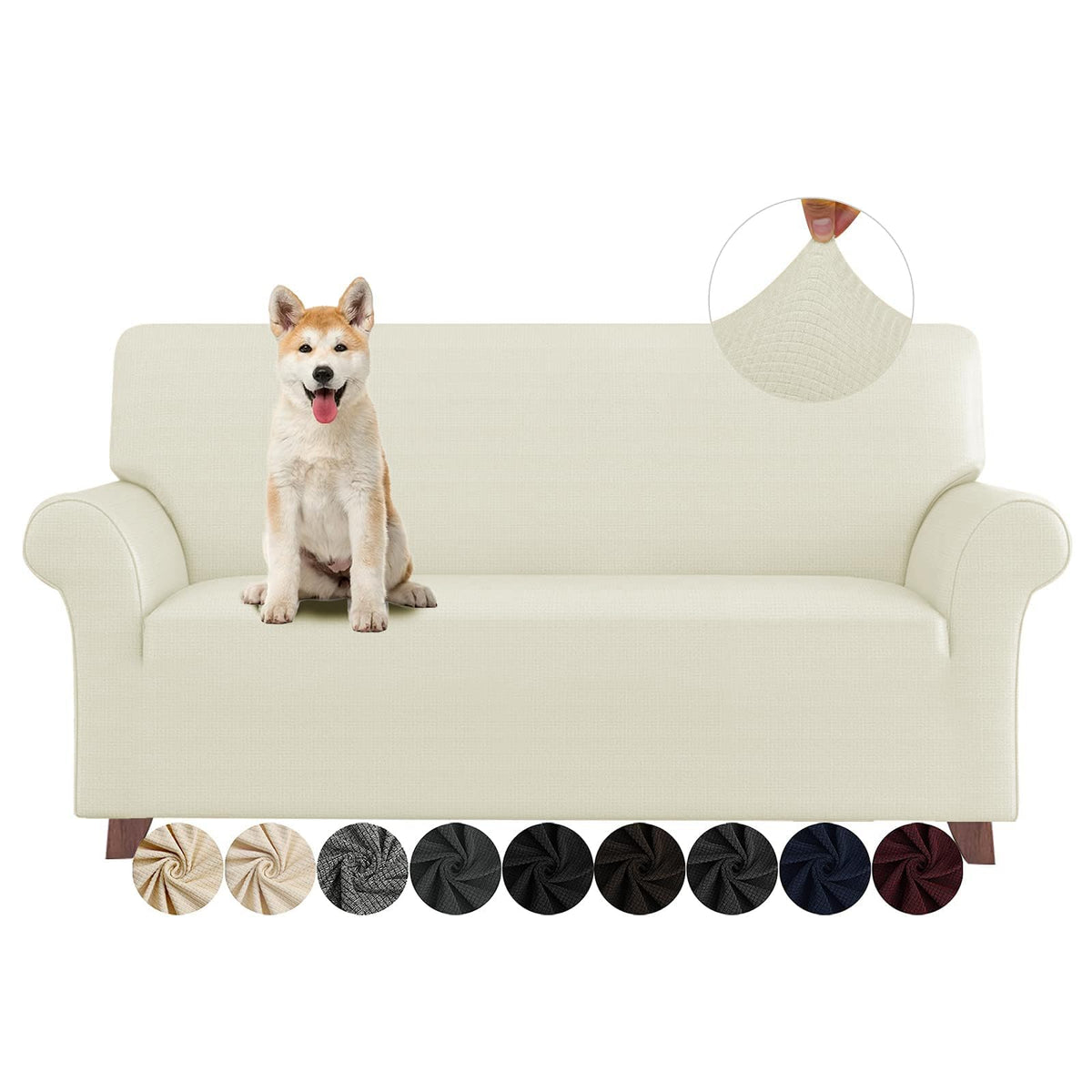 ZNSAYOTX Super Stretch Couch Cover (72"-92") Universal Sofa Covers with Elastic Bottom, Dog Cat Pets Friendly Washable Furniture Protector Fitted Sofa Slipcovers Stay in Place (Dark Grey, Sofa)