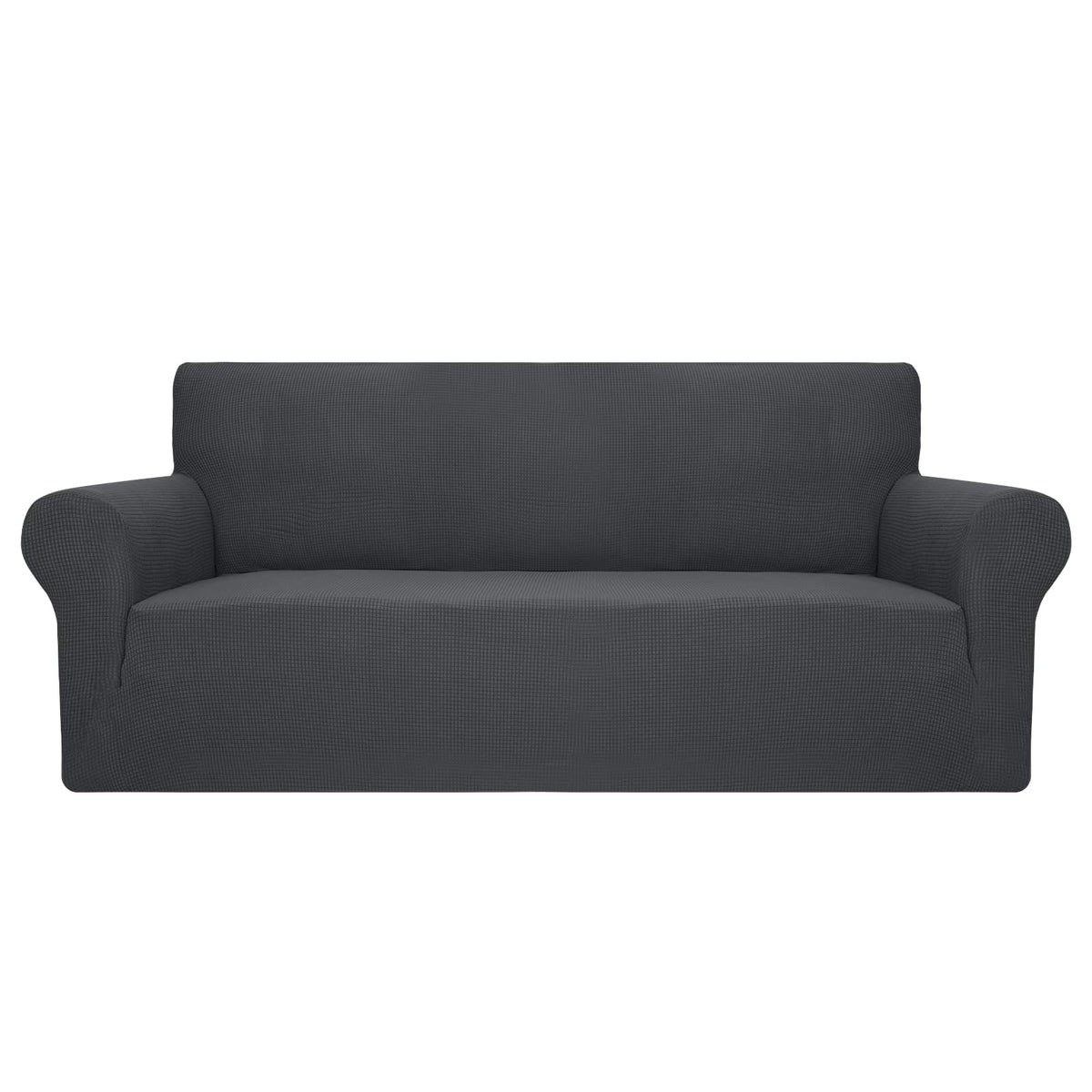 JIVINER High Stretch Couch Covers for 3 Cushion Couch 1-Piece Jacquard Sofa Slipcovers Anti Slip Sofa Cover with Elastic Bottom Furniture Protector for Kids Pets (Sofa, Light Gray and White)