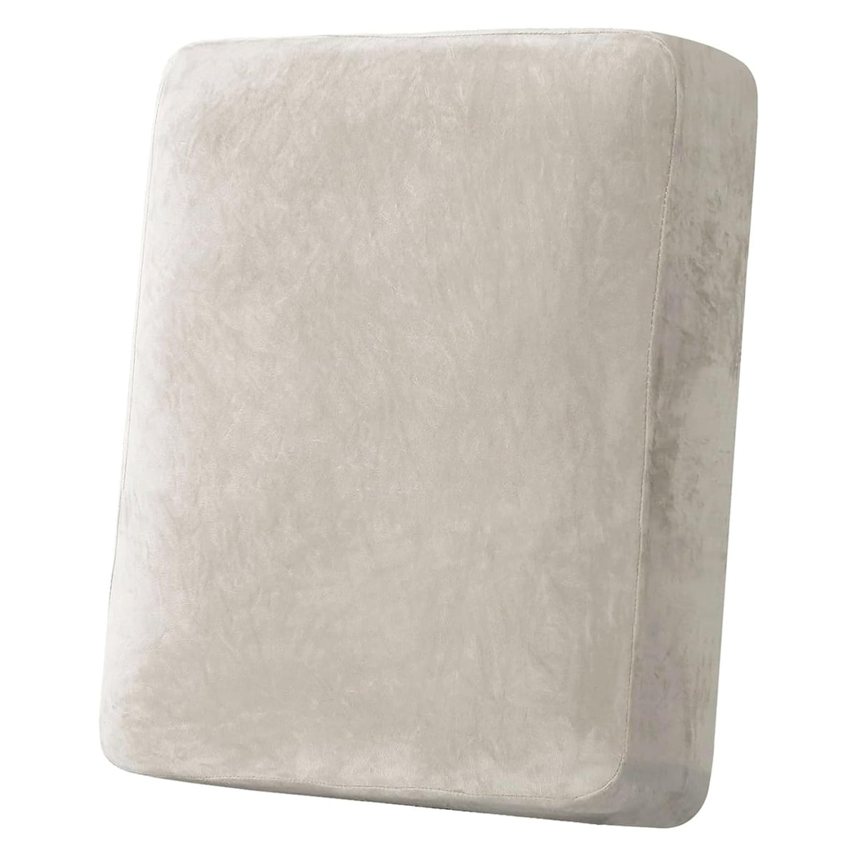 H.VERSAILTEX Velvet Stretch Couch Cushion Cover Plush Cushion Slipcover for Chair Loveseat Sofa Cushion Furniture Protector Seat Cushion Sofa Cover (2 Piece Large Sofa Cushion Covers, Ivory)