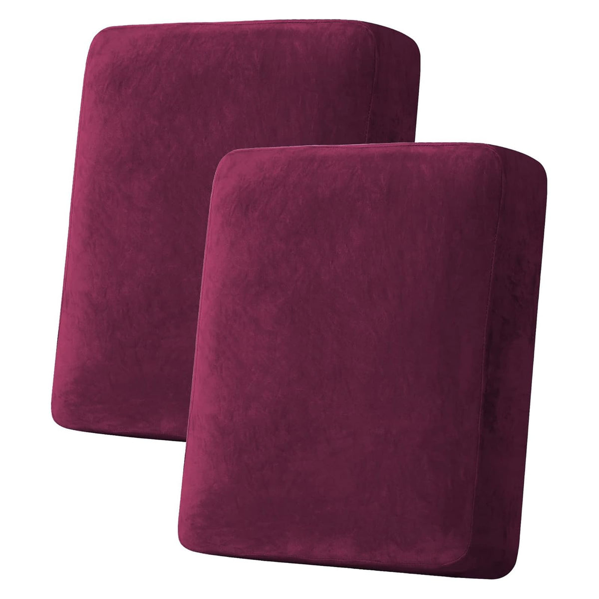 H.VERSAILTEX Velvet Stretch Couch Cushion Cover Plush Cushion Slipcover for Chair Loveseat Sofa Cushion Furniture Protector Seat Cushion Sofa Cover (2 Piece Large Sofa Cushion Covers, Ivory)