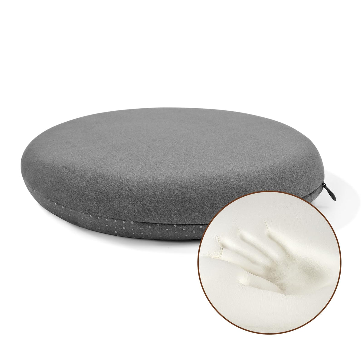 BUYUE Memory Foam Seat Cushion, Dia 13" Soft Velvet Round Stool Cushion Anti-Slip Chair Pads, S, Dark Grey
