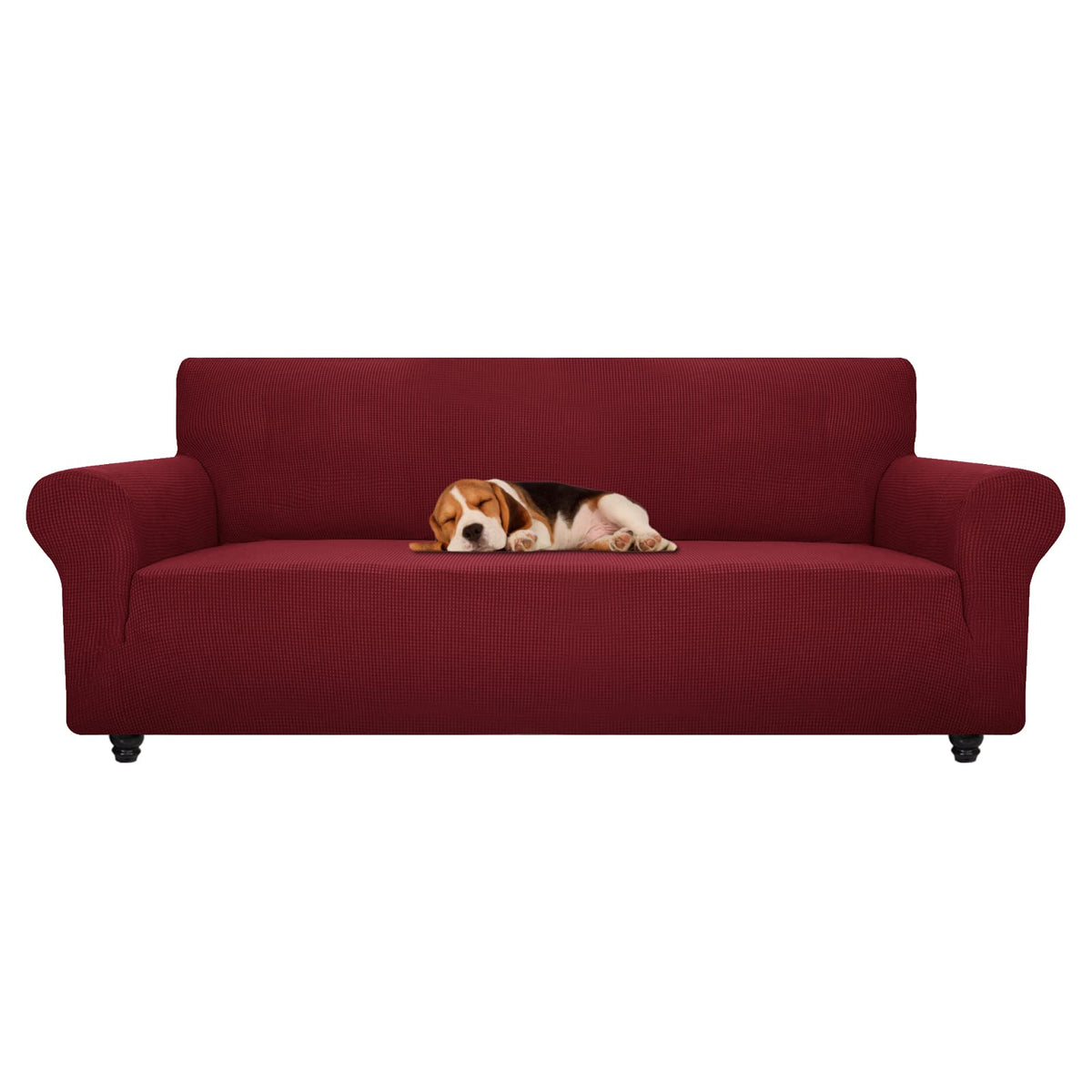 ZNSAYOTX Super Stretch Couch Cover (72"-92") Universal Sofa Covers with Elastic Bottom, Dog Cat Pets Friendly Washable Furniture Protector Fitted Sofa Slipcovers Stay in Place (Dark Grey, Sofa)