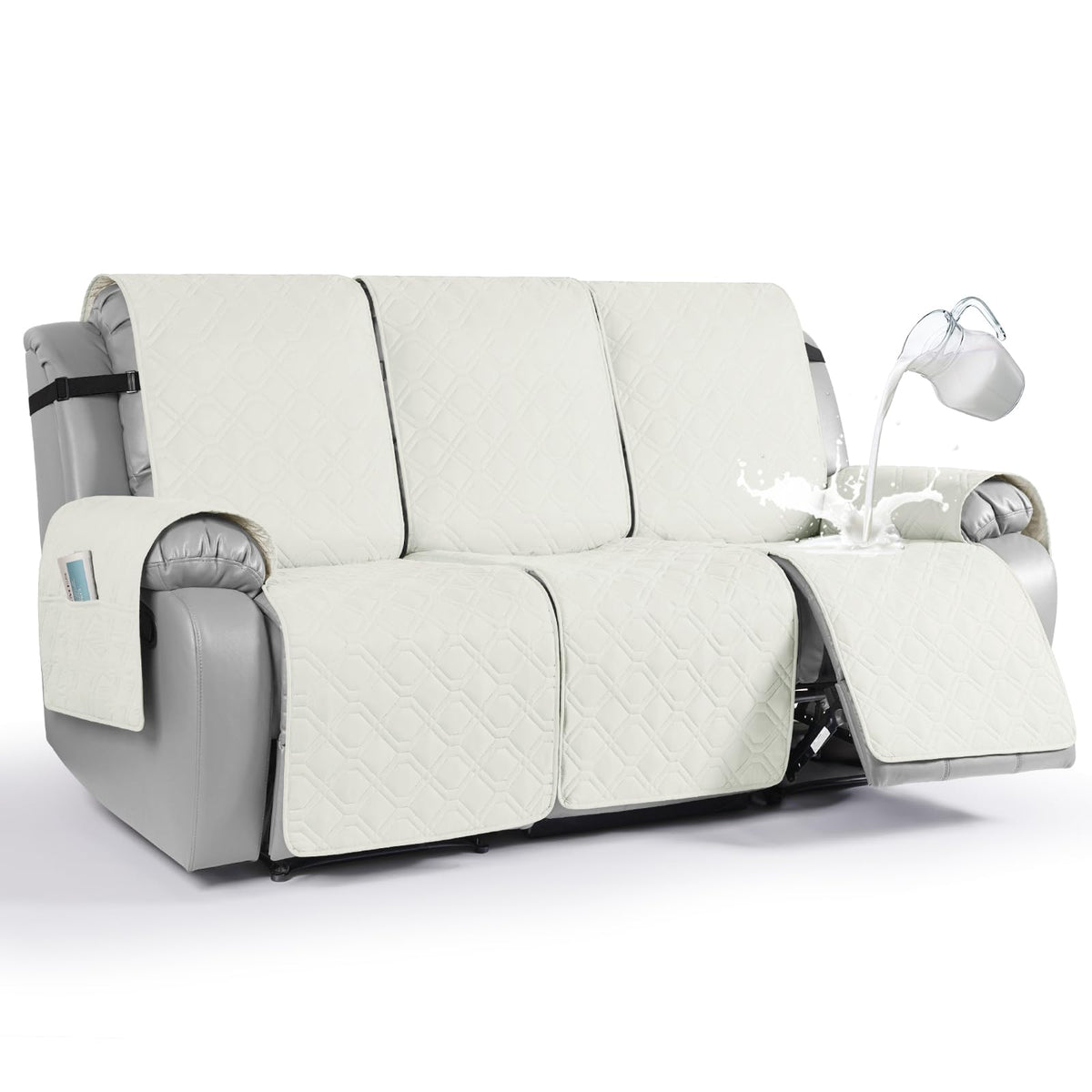 VANSOFY Waterproof Recliner Couch Covers Washable, Dark Gray,3 Seater