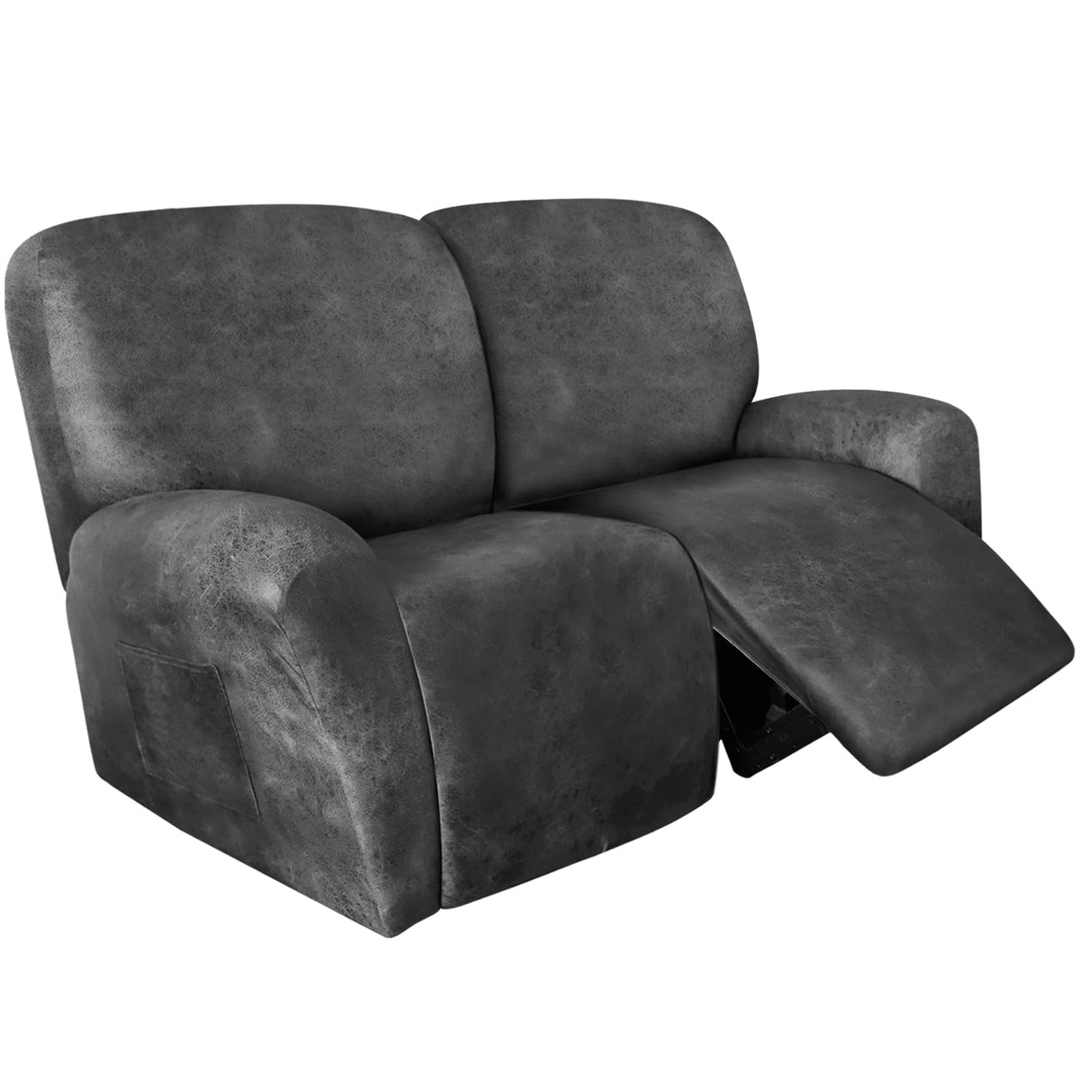 ANARACHON Leather Look Recliner Couch Cover 8-Piece Recliner Sofa Slipcovers 3 Seater for Reclining Couches Furniture Protector Spandex Fabric Washable (Recliner Sofa, Brown)