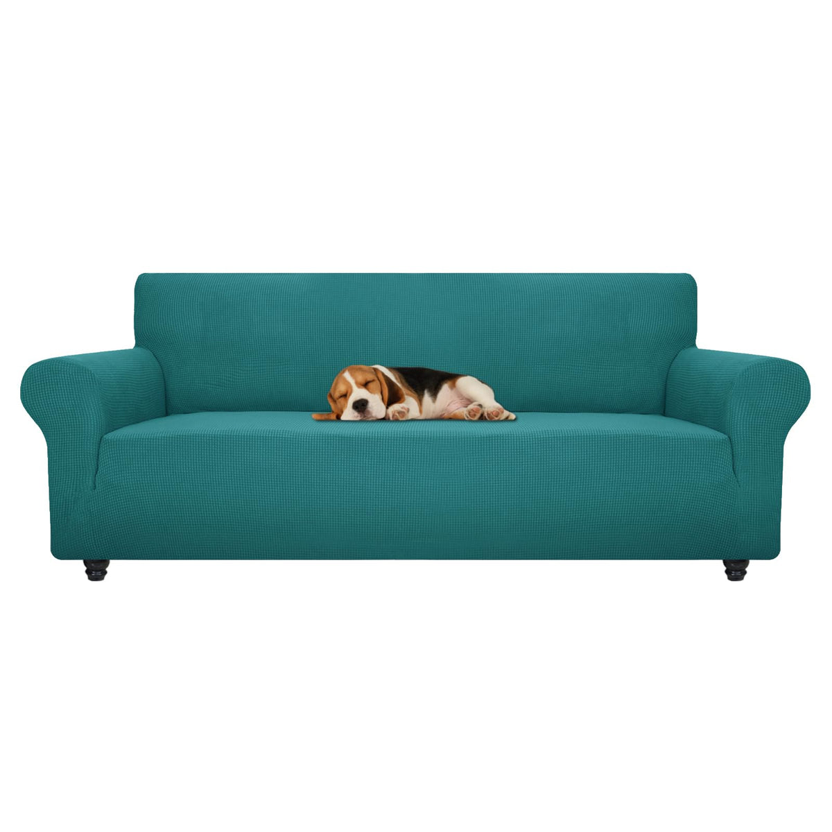 ZNSAYOTX Super Stretch Couch Cover (72"-92") Universal Sofa Covers with Elastic Bottom, Dog Cat Pets Friendly Washable Furniture Protector Fitted Sofa Slipcovers Stay in Place (Dark Grey, Sofa)