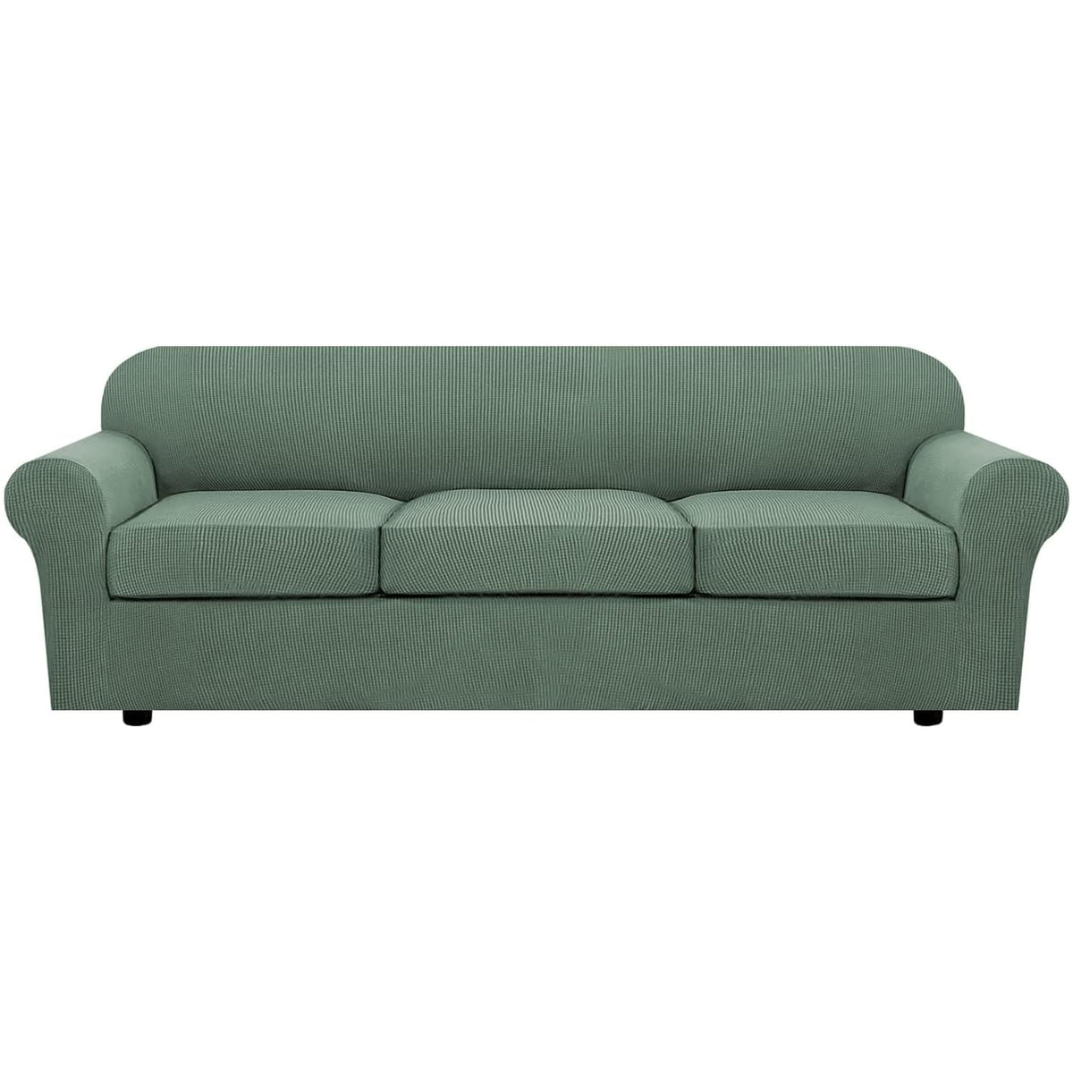 H.VERSAILTEX 4 Piece Stretch Sofa Covers for 3 Cushion Couch Covers for Living Room Furniture Slipcovers (Base Cover Plus 3 Seat Cushion Covers) Upgraded Thicker Jacquard Fabric (Sofa, Grey)