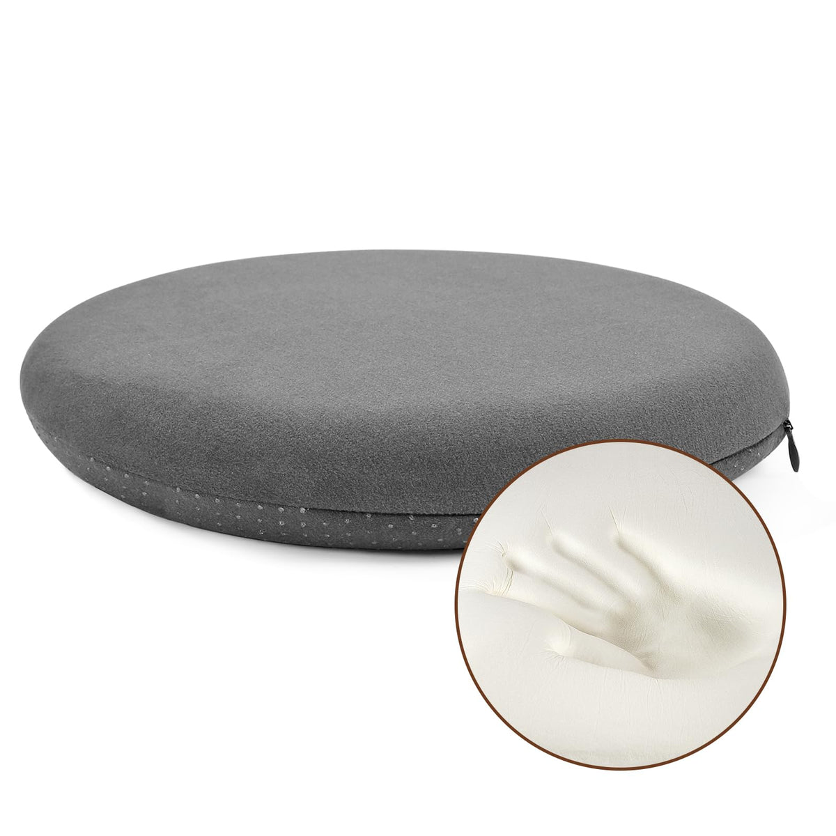 BUYUE Memory Foam Seat Cushion, Dia 13" Soft Velvet Round Stool Cushion Anti-Slip Chair Pads, S, Dark Grey