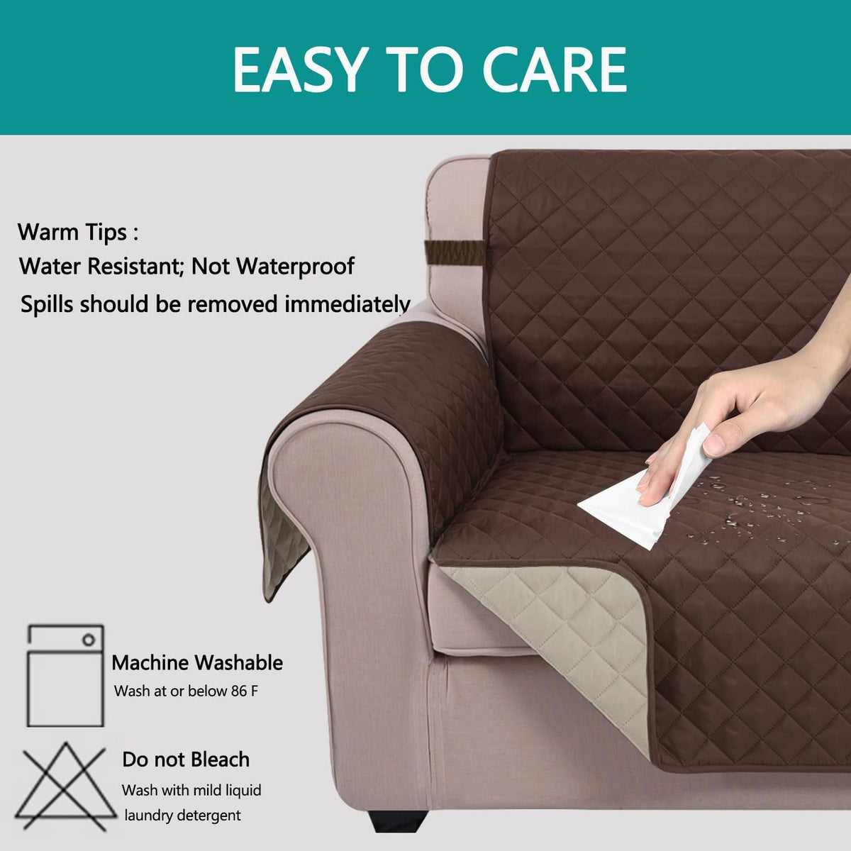 U-NICE HOME Reversible Sofa Cover Couch Cover for Dogs, Coffee/Beige