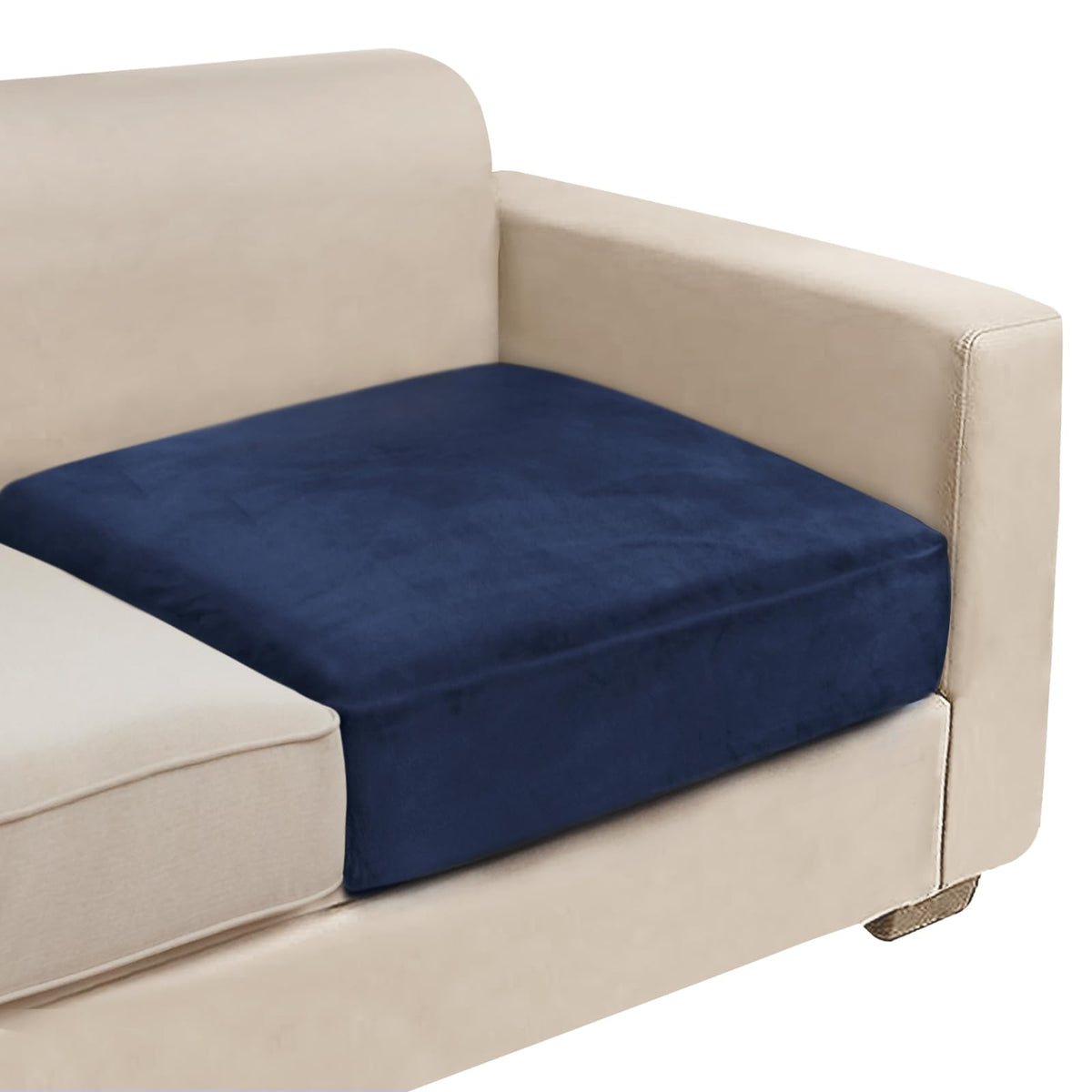 NAISI Sectional Couch Cover 4 Pieces Velvet Separate Couch Cushion Covers L Shape Soft Stretch Sofa Slipcovers with 2pcs Pillowcases for Left/Right Chaise Sectional Couch(3 Seater+1 Chaise,Dark Grey)