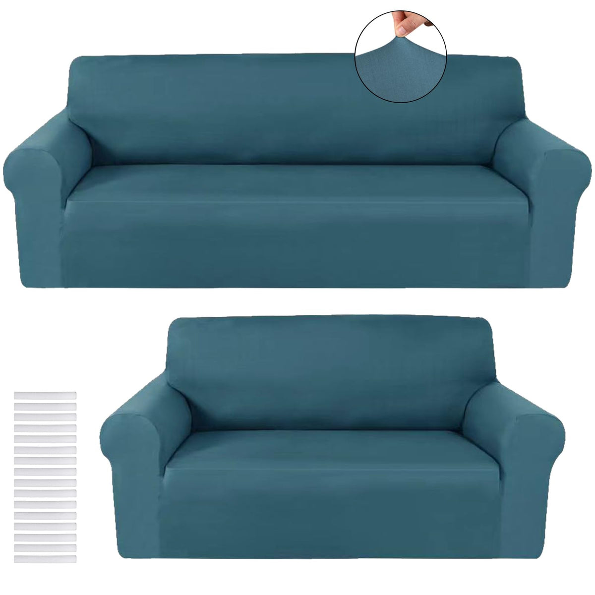 Peryiter 2 Pcs Couch and Loveseat Sofa Covers,Black,Milk Silk