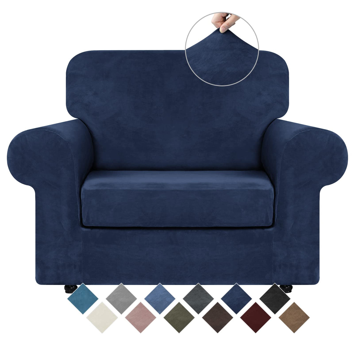 WEERRW 4 Pieces Couch Cover for Sofa Velvet Sofa Covers Washable, Dark Grey