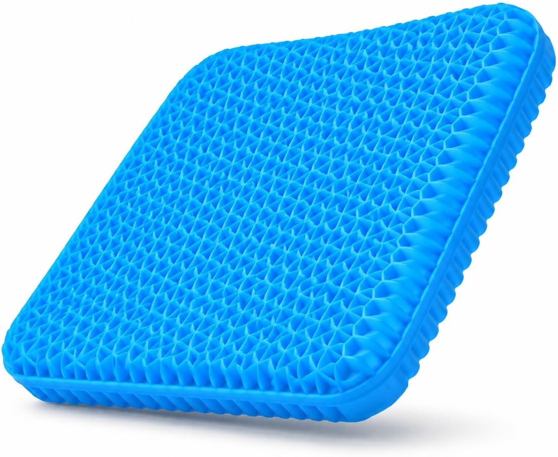 Gel Seat Cushion for Long Sitting, Gel Chair Cushion, Tailbone & Coccyx Pain Relief, Ergonomic Office Chair Pad, Breathable for Car Seat & Wheelchair Large & Thick (Blue)
