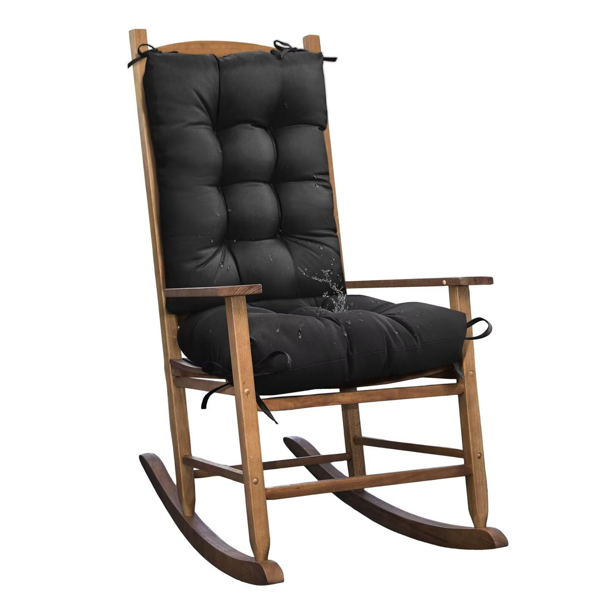 Set of 1 Indoor Outdoor Burgundy Rocking Chair Cushion for Patio