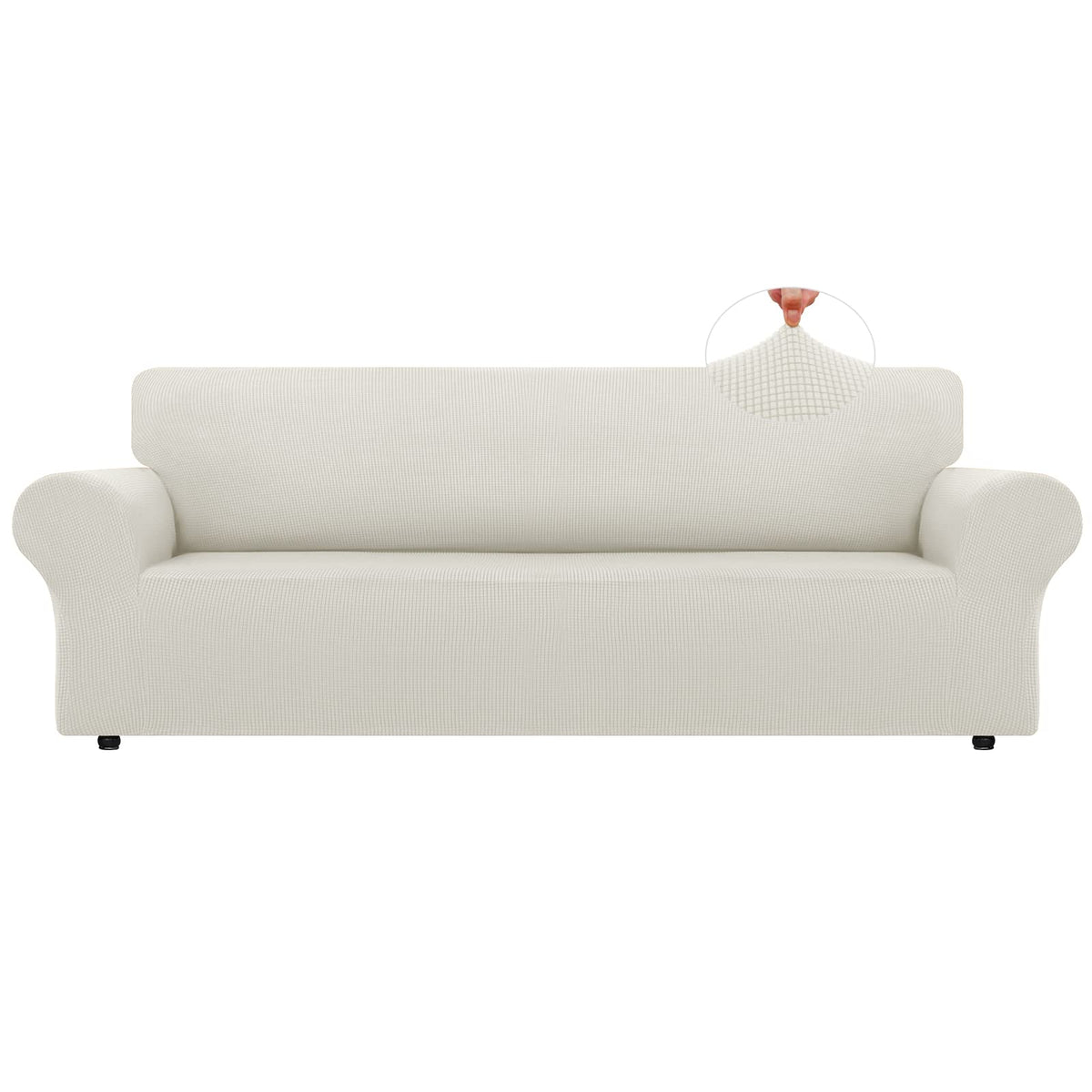 LURKA Stretch Couch Cover for Sofa, 1 Piece 3 Cushion Slipcover, Black