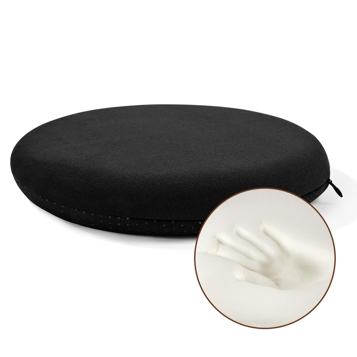 BUYUE Memory Foam Seat Cushion, Dia 13" Soft Velvet Round Stool Cushion Anti-Slip Chair Pads, S, Dark Grey