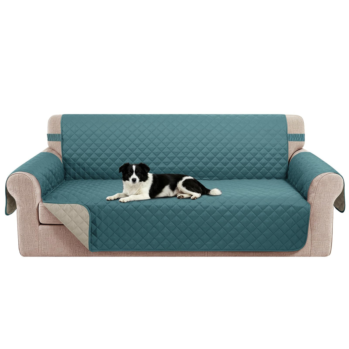 Reversible Sofa Cover for 3 Cushion, Chocolate/Beige