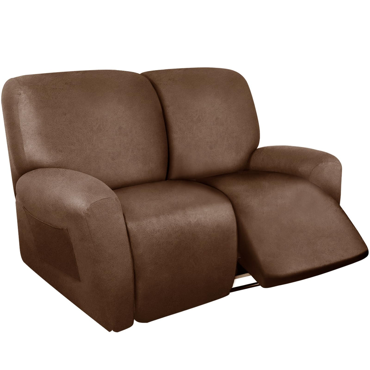 ANARACHON Leather Look Recliner Couch Cover 8-Piece Recliner Sofa Slipcovers 3 Seater for Reclining Couches Furniture Protector Spandex Fabric Washable (Recliner Sofa, Brown)