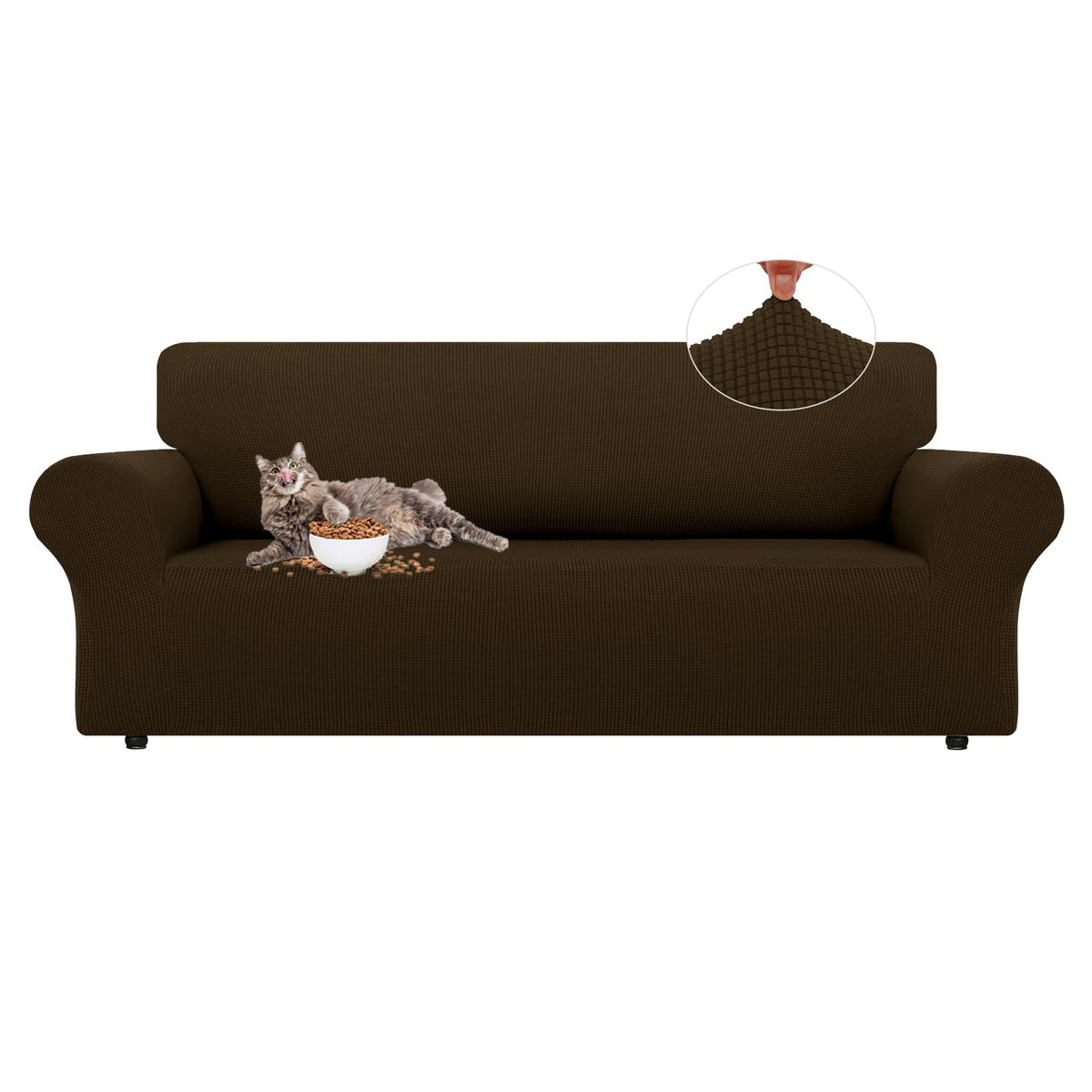 LURKA Stretch Couch Cover for Sofa, 1 Piece 3 Cushion Slipcover, Black