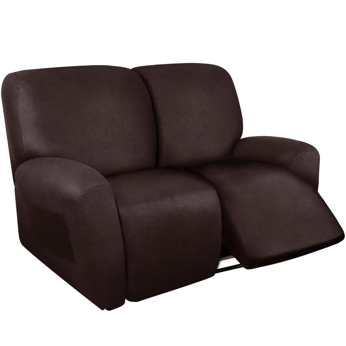 ANARACHON Leather Look Recliner Couch Cover 8-Piece Recliner Sofa Slipcovers 3 Seater for Reclining Couches Furniture Protector Spandex Fabric Washable (Recliner Sofa, Brown)