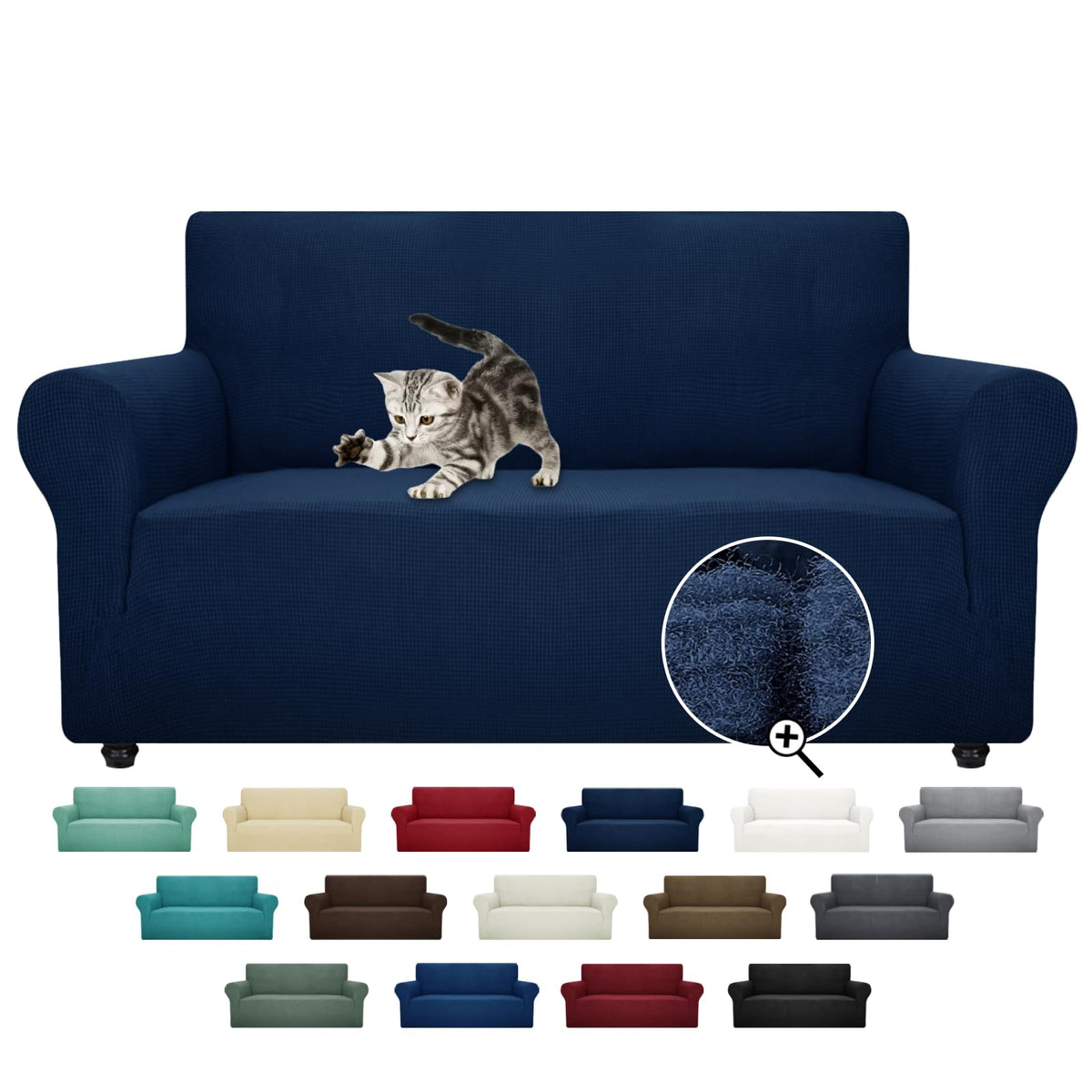 ZNSAYOTX Super Stretch Couch Cover (72"-92") Universal Sofa Covers with Elastic Bottom, Dog Cat Pets Friendly Washable Furniture Protector Fitted Sofa Slipcovers Stay in Place (Dark Grey, Sofa)