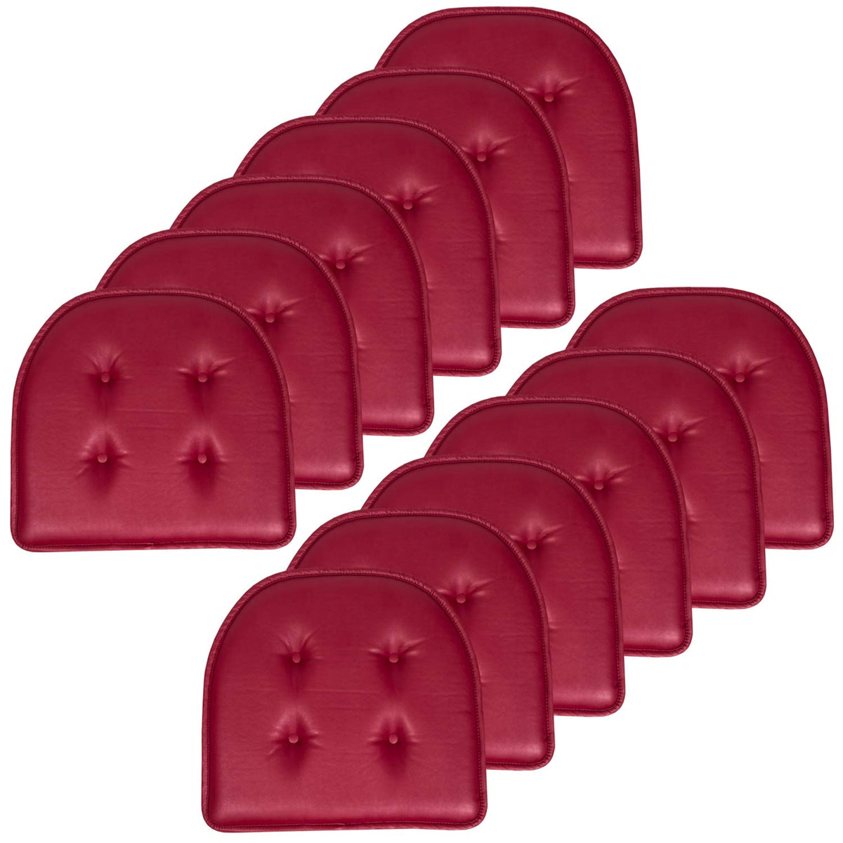 Sweet Home Collection Chair Cushion Memory Foam Pads Tufted Slip Non Skid Rubber Back U-Shaped 17" x 16" Seat Cover, 6 Pack, Checkered Taupe/White