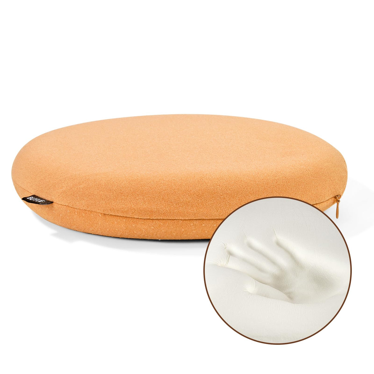 BUYUE Memory Foam Seat Cushion, Dia 13" Soft Velvet Round Stool Cushion Anti-Slip Chair Pads, S, Dark Grey