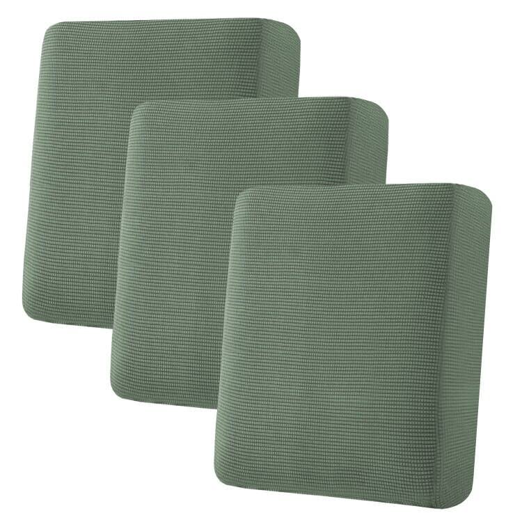 H.VERSAILTEX Super Stretch Individual Seat Cushion Covers Sofa Covers Couch Cushion Cover Slipcover Sets Thick Jacquard Textured Twill Fabric (3 Piece Sofa Cushion Covers, Grey)