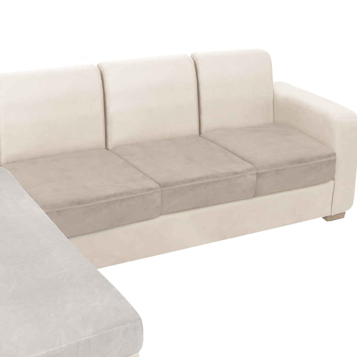 NAISI Sectional Couch Cover 4 Pieces Velvet Separate Couch Cushion Covers L Shape Soft Stretch Sofa Slipcovers with 2pcs Pillowcases for Left/Right Chaise Sectional Couch(3 Seater+1 Chaise,Dark Grey)