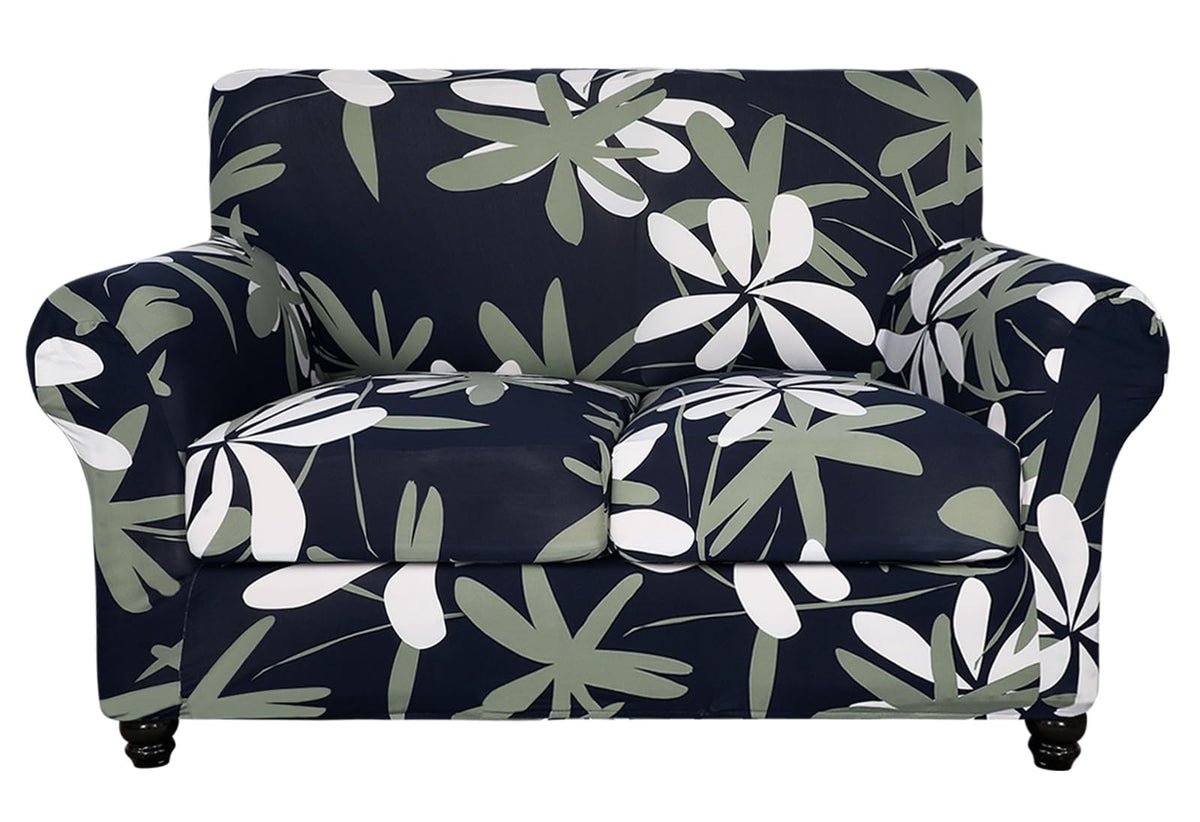 SearchI Stretch Sofa Cover Printed Couch Cover, Floral Pattern 4 Pieces Sofa Slipcover with 3 Separate Cushion Cover, Washable Furniture Protector for Living Room(Sofa, Yellow+Flower)