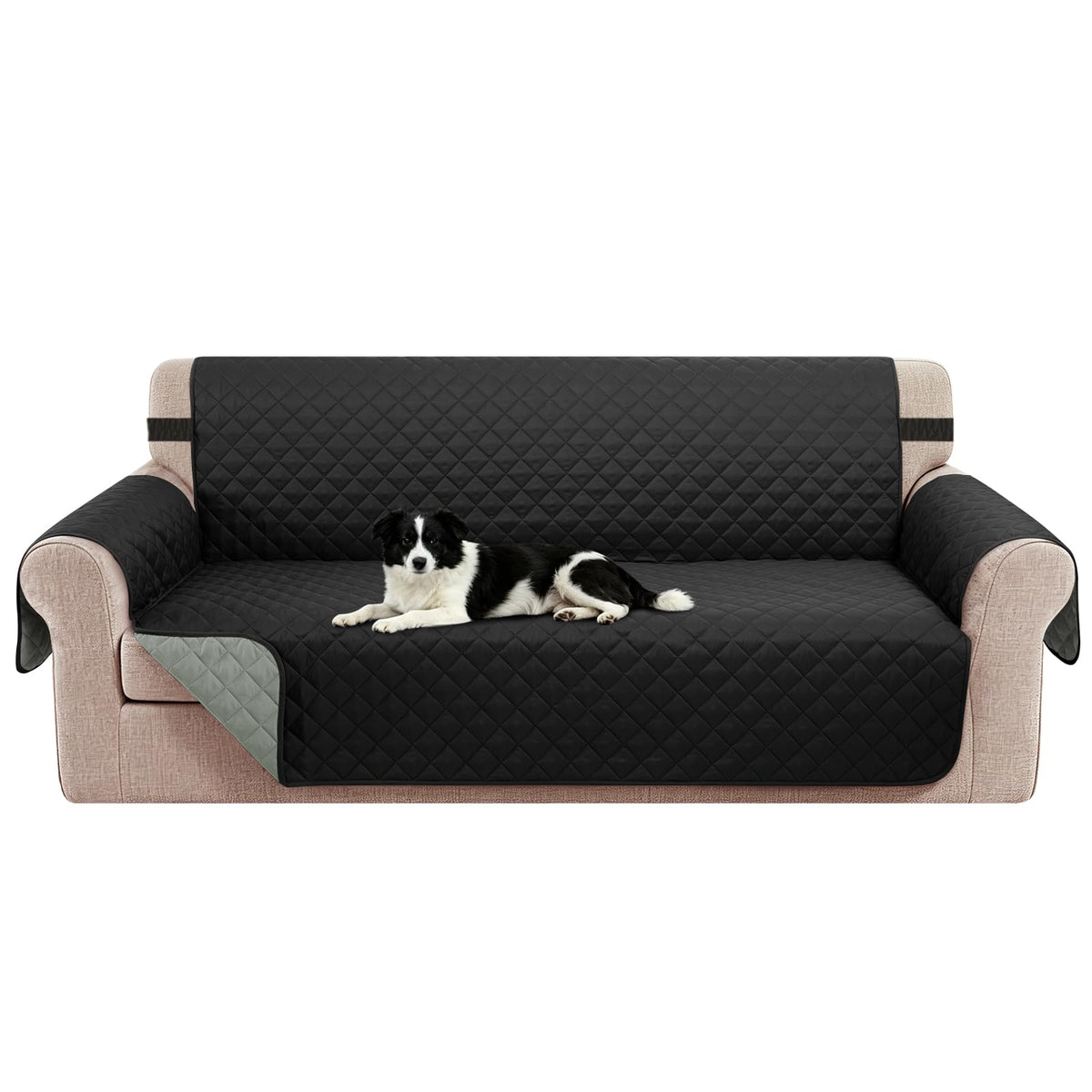 Reversible Sofa Cover for 3 Cushion, Chocolate/Beige