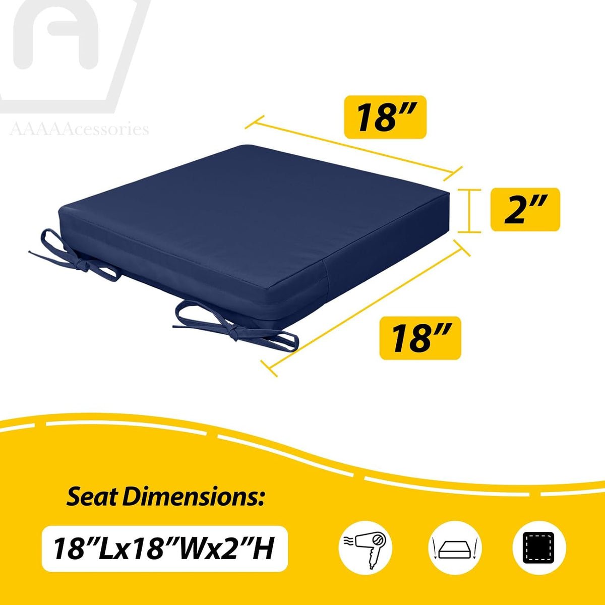 AAAAAcessories Outdoor Chair Cushions, 18 x 18 x 2 inches, Set of 2