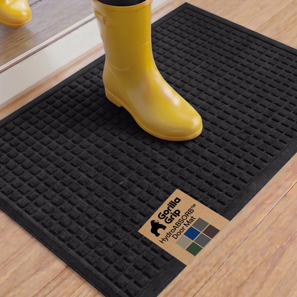 GORILLA GRIP® HydroABSORB Door Mat for Indoor Outdoor Use, 29x17 Coffee
