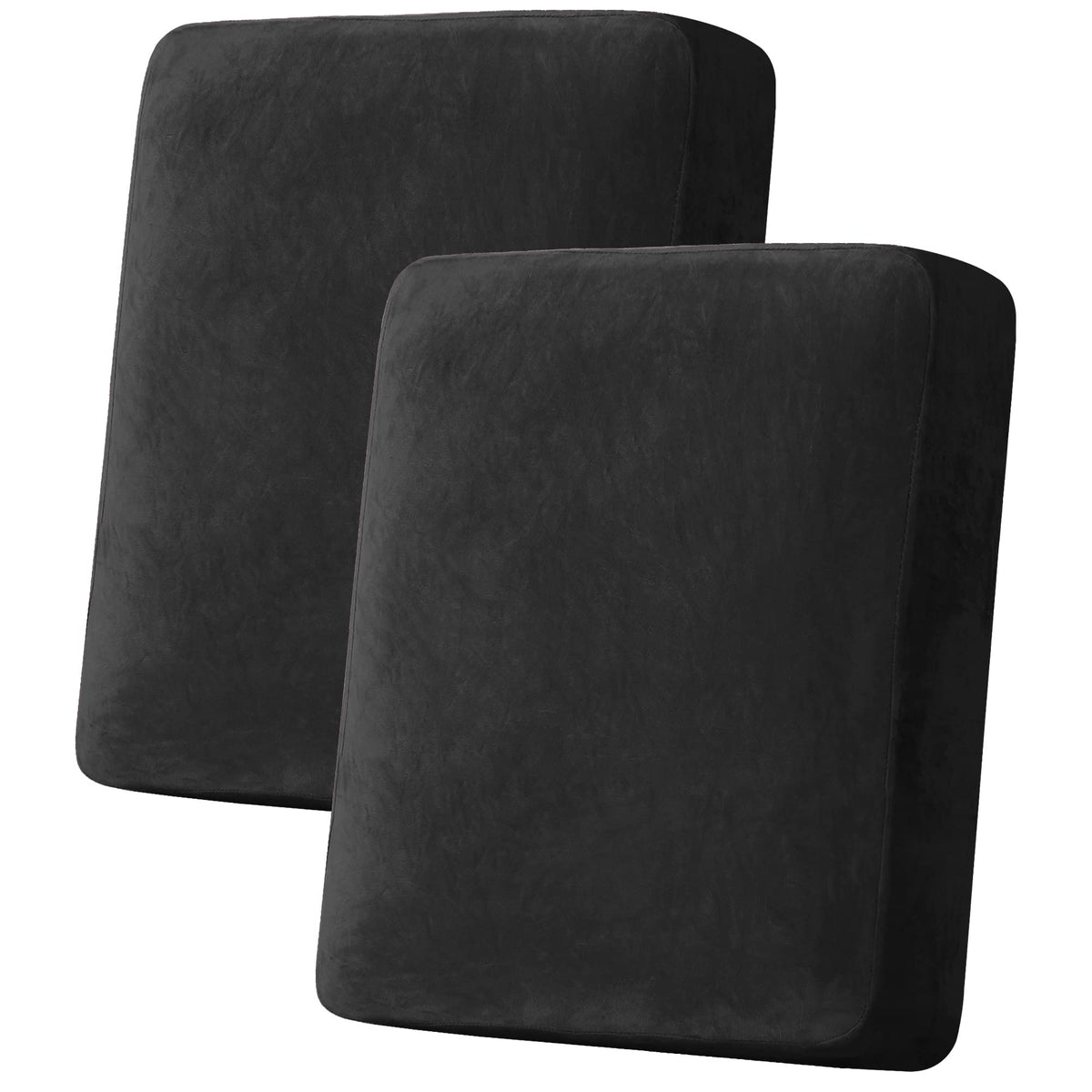 H.VERSAILTEX Velvet Stretch Couch Cushion Cover Plush Cushion Slipcover for Chair Loveseat Sofa Cushion Furniture Protector Seat Cushion Sofa Cover (2 Piece Large Sofa Cushion Covers, Ivory)